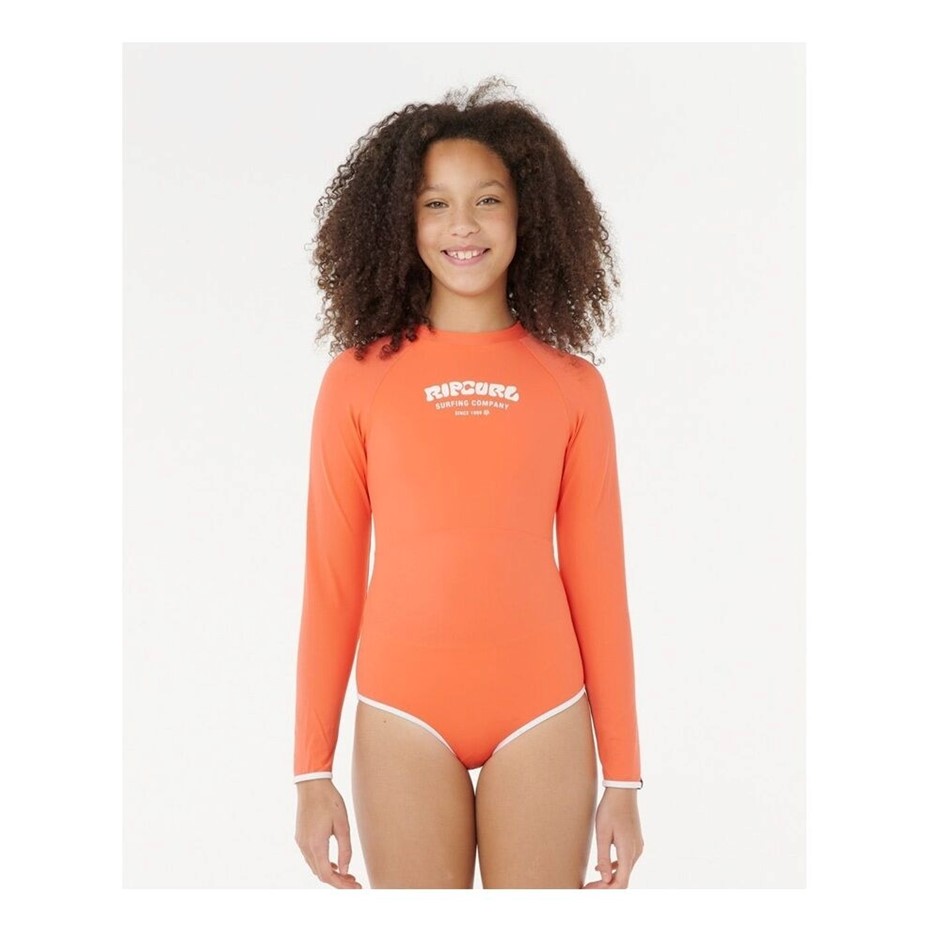 RIP CURL Girl's Surf Puff Long Sleeve Surf Suit, Hot Coral, Size 16. RRP: $