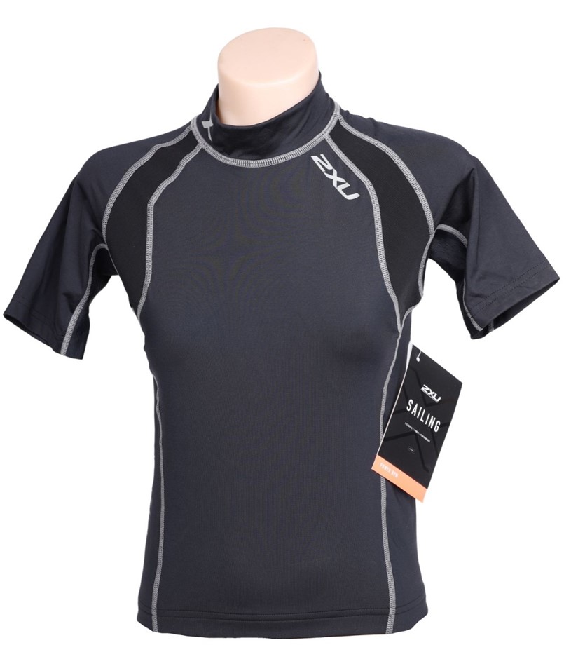 2XU Youth Short Sleeve High Performance Power Top, Size L, Black/Blue. Buy