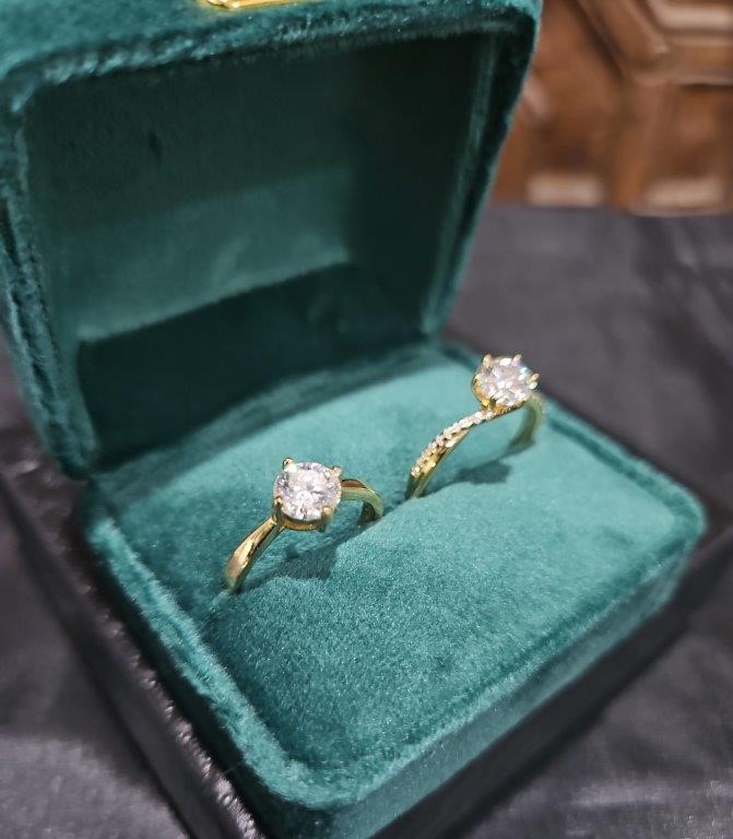 2pcsx1.0ct GRA Moissanite 18k Solid Yellow Gold Vermeil Ring (S925) -7US