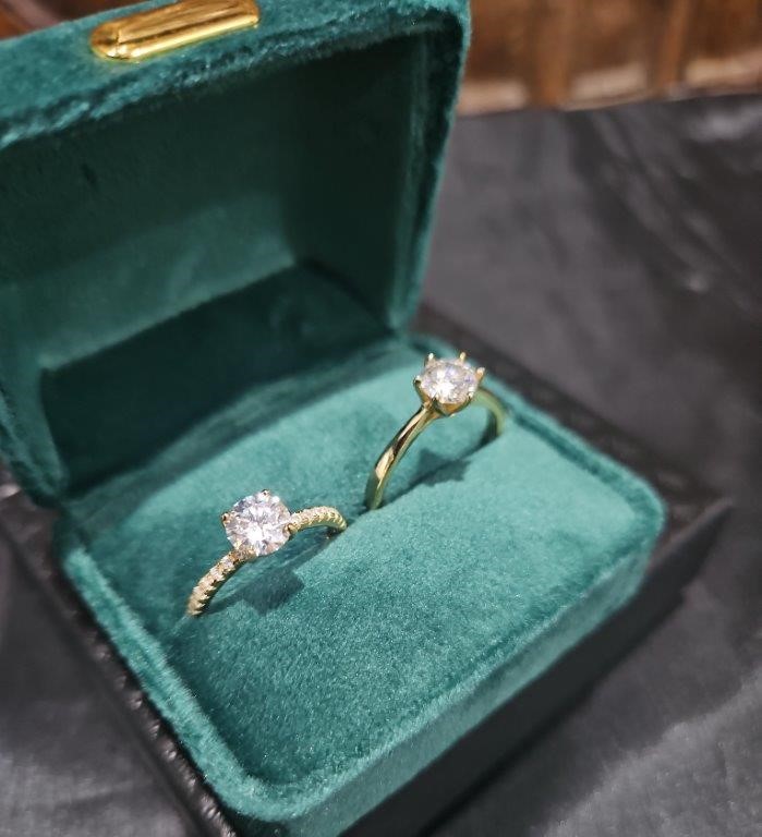 2pcsx1.0ct GRA Moissanite 18k Solid Yellow Gold Vermeil Ring (S925) -7US