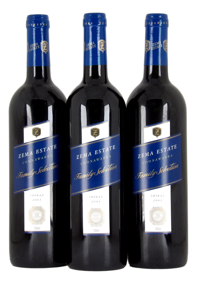 Zema Estate Family Selection Shiraz 2001 (3x 750mL), Coonawarra.