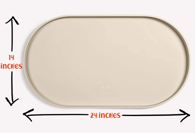 DogBuddy Dog Food Mat, Small (19x11), Large (24x14), Nonslip Pet Food Mat,
