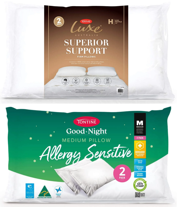 PILLOW BUNDLE: TONTINE 2pk Luxe Superior Support, High/Firm Pillow Duo Pack