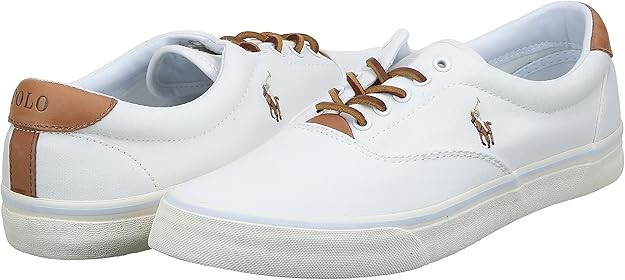 Polo Ralph Lauren Thorton Sneaker mens shoes, White Canvas- Size 7D/UK6