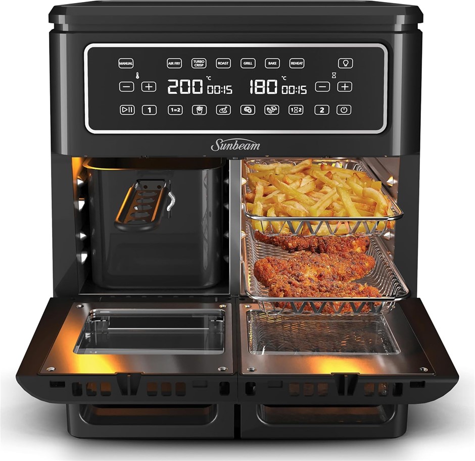 SUNBEAM Multi Zone Air Fryer Oven | Convertible Dual (2x 5.5L) Cooking Zone