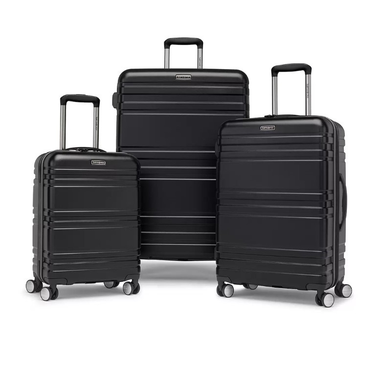 SAMSONITE Parallax Hardside Luggage Set, 3 Piece, Black. Carry On: 55cm, Me