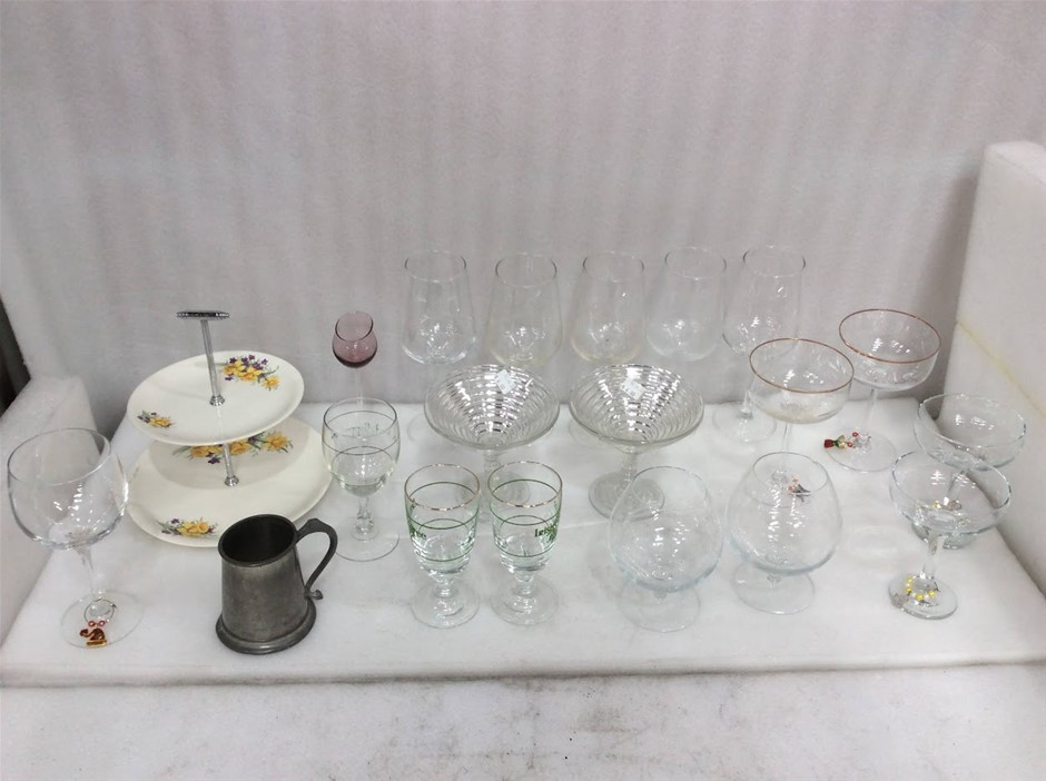 Mixed Brand Assorted Wine Glasses And Decorative Glassware