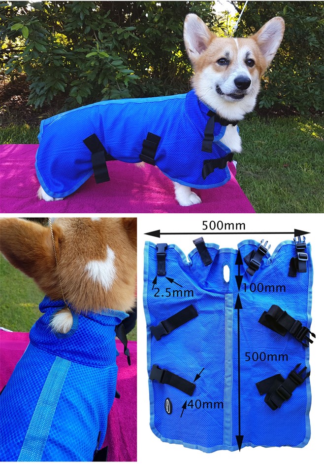 Cool Dog Coat BLUE Chamois Adjustable