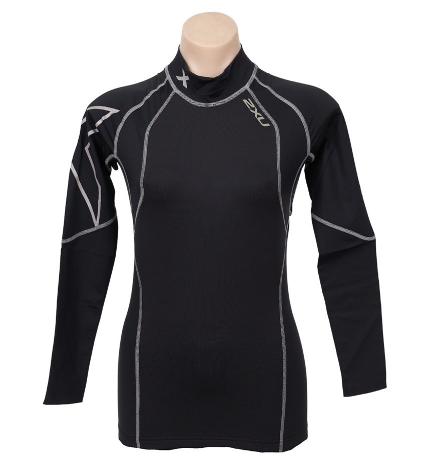 2XU Women's Long Sleeve Therma Power Top, Size S, Black/Reflective, WY2003A