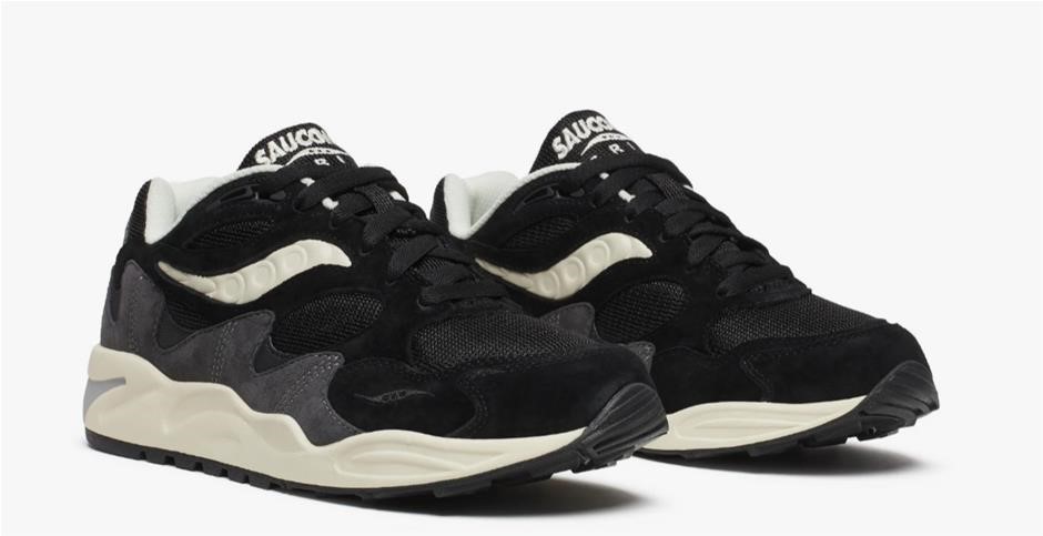 Saucony Unisex Grid Shadow 2 Sneaker, Black/Cream, US M9W10.5