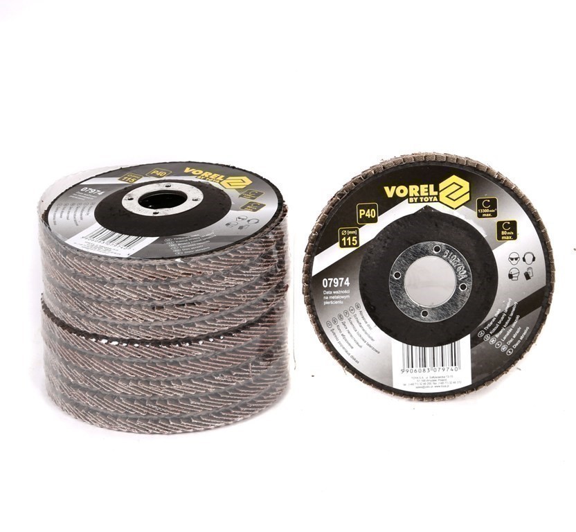 10 x VOREL Flap Discs 115mm, Grit P40.
