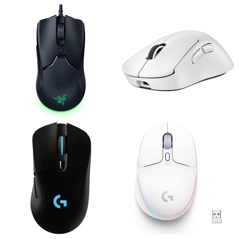 4 x Assorted Wireless Gaming Mice. 1 x RAZER Viper Ultimate. 1 x LOGITECH G