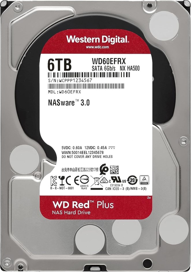 Western Digital 6TB Red NAS Hard Disk Drive - 5400 RPM Class SATA 6 Gb/s 64