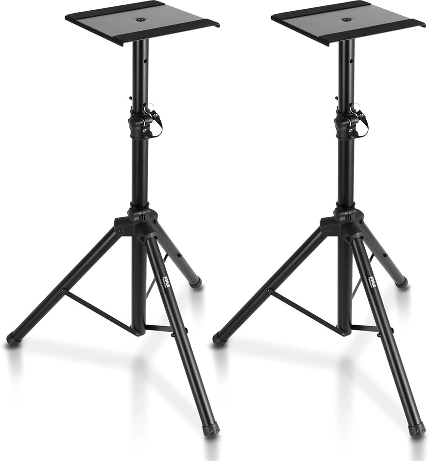 Pyle Adjustable Speaker Stand Pair, Dual Studio Monitor Tripod with Metal B