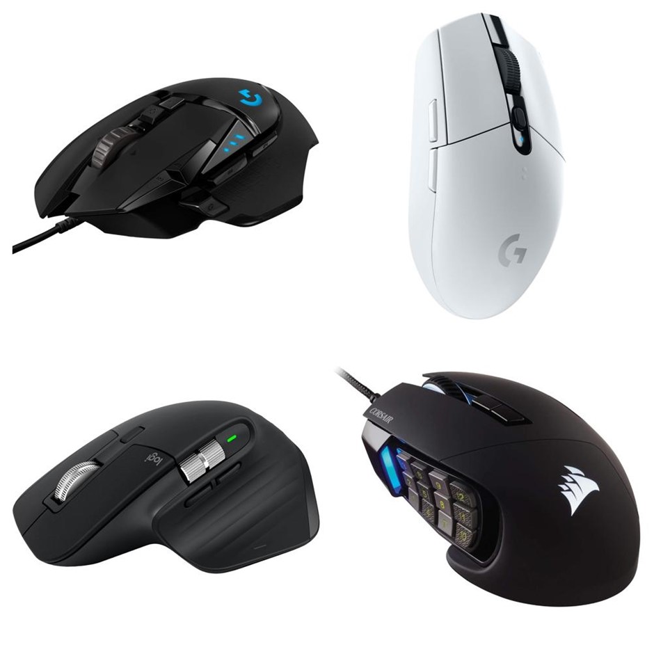 4 x Assorted Gaming Mice. 1 x LOGITECH G502 Hero. 1 x LOGITECH G305 Lightsp