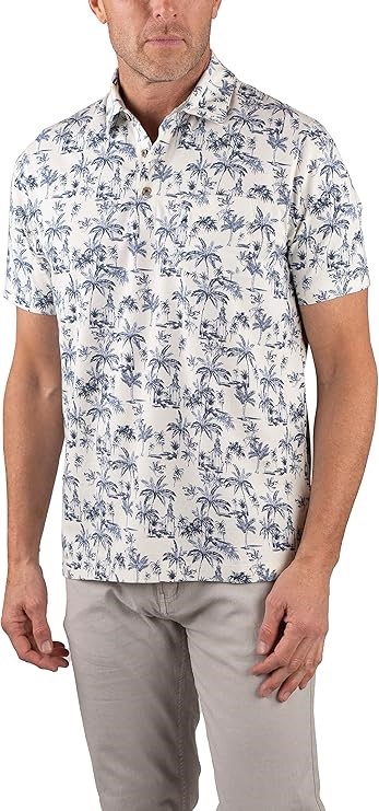 TAILOR VINTAGE Men's Shirt, Size XL, 98% Cotton, Island Blue Palm Trees. B