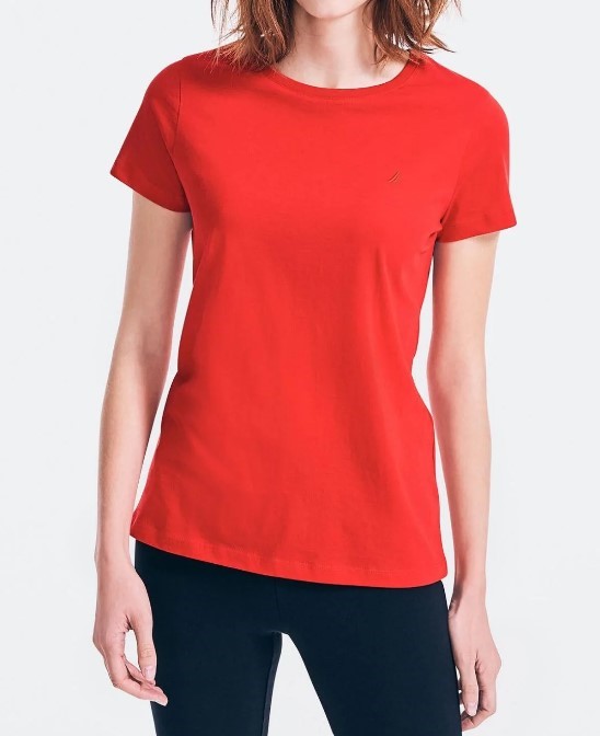 4 x NAUTICA Women's Tee, Size XS, Cotton, Bright Red Holiday, 15V017. Buye