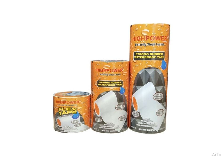 4 Rolls x HIGH POWER Strong Rubber Waterproof Tapes, 100mm x 1.5M, White.