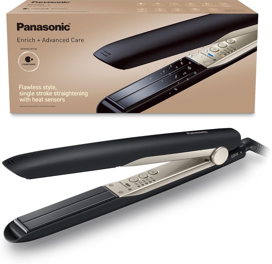 PANASONIC Enrich+ Advanced Care Hair Straightener with Added Moisture, 5 He
