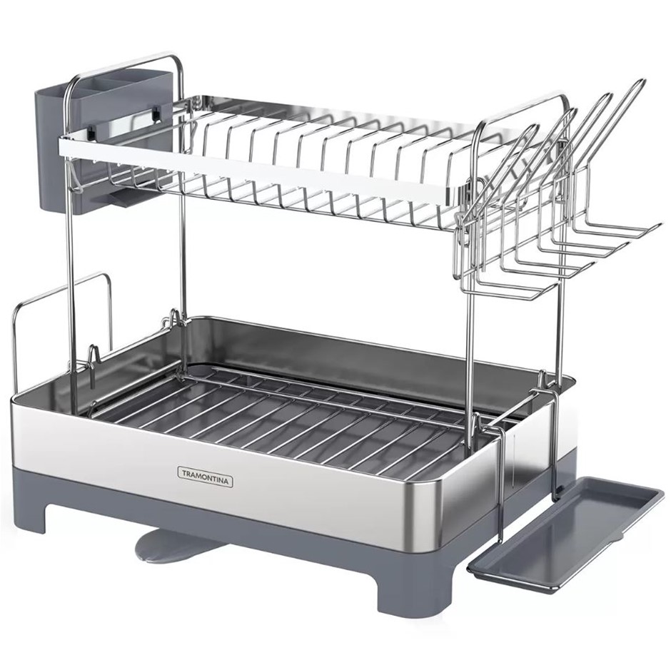 TRAMONTINA Stainless Steel 2-Tier Dish Drying Rack. N.B: Damaged packaging.