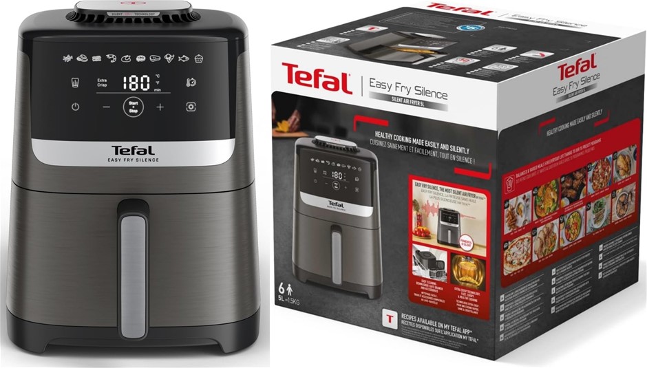 TEFAL Easy Fry Silence Essential 5L Air Fryer EY551H, Black. NB: minor use