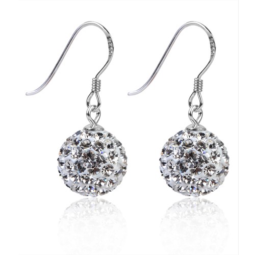 Clear Crystal Disco Ball Earrings made with solid 925 Sterling Silver
