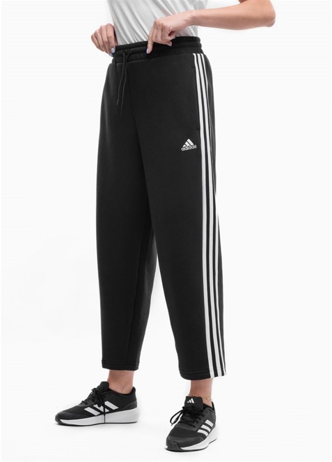 ADIDAS Women's 3S Fleece Open Hem Pant, Size AU L, 78% Cotton, Black/White,