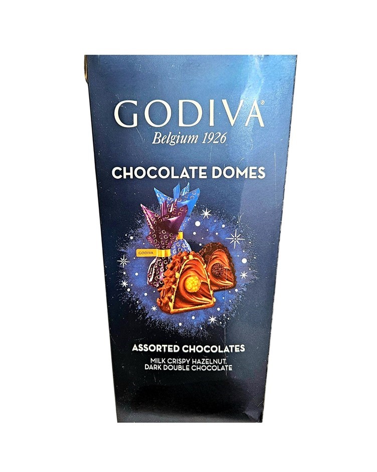 2 x GODIVA Assorted Chocolate Domes, Blue Box, 330g. NB: Damaged packaging.