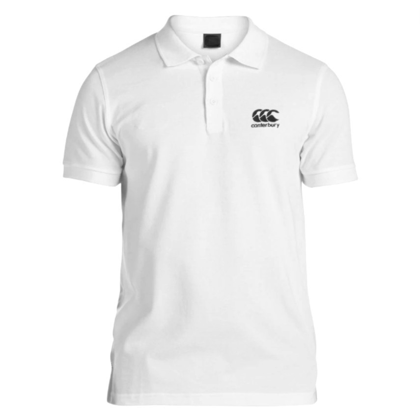 CANTERBURY Men's Anchor Polo, Size L, 35% Cotton, White/Black (001), QA0097