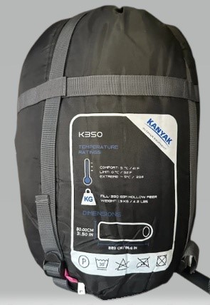 KANYAK S350 Outdoor Equipment Sleeping Bag.