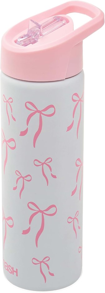 SMASH Stainless Steel Drink Bottle with Flip Top Lid and Straw- Bows, 750ml