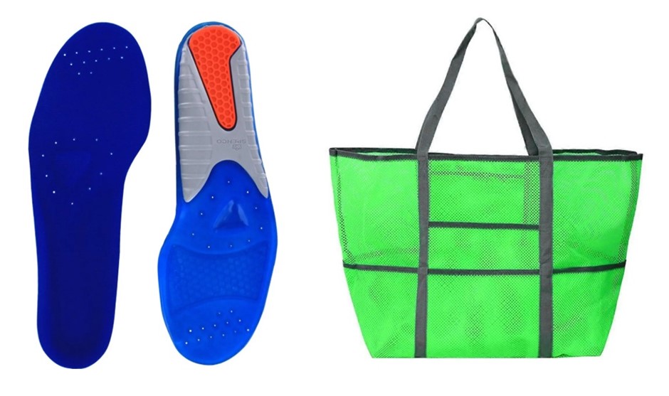BUNDLE: SPENCO Gel Comfort Insoles (Size 2/38-40) + Large Mesh Beach Tote B