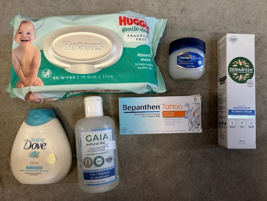 PERSONAL CARE BUNDLE: Huggies Gentle Cleanse Wipes (80 Pack) + Baby Dove Ri