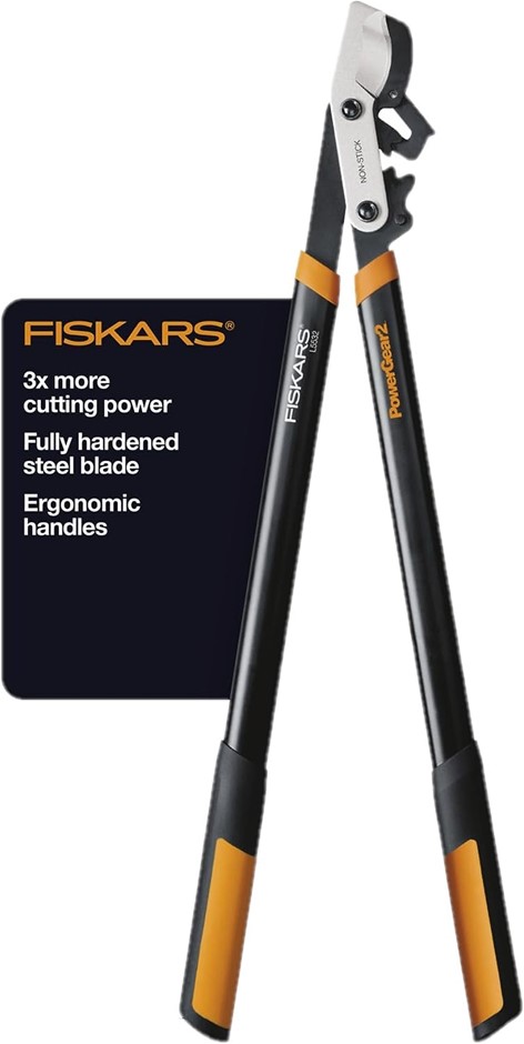 FISKARS 32" PowerGear2 Steel Blade Garden Bypass Lopper and Tree Trimmer -