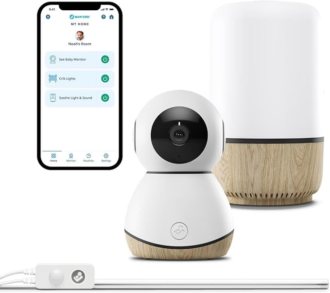 MAXI COSI Connected Nursery Bundle-See Baby Monitor + Soothe Light & Sound