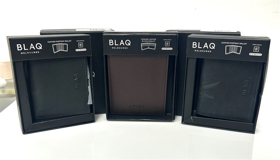 3 x BLAQ Melbourne Genuine Leather Wallets
