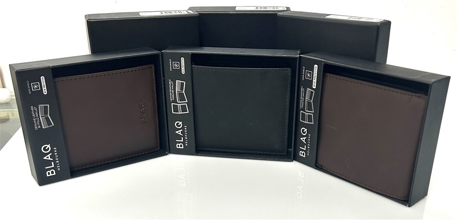 3 x BLAQ Melbourne Genuine Leather Wallets