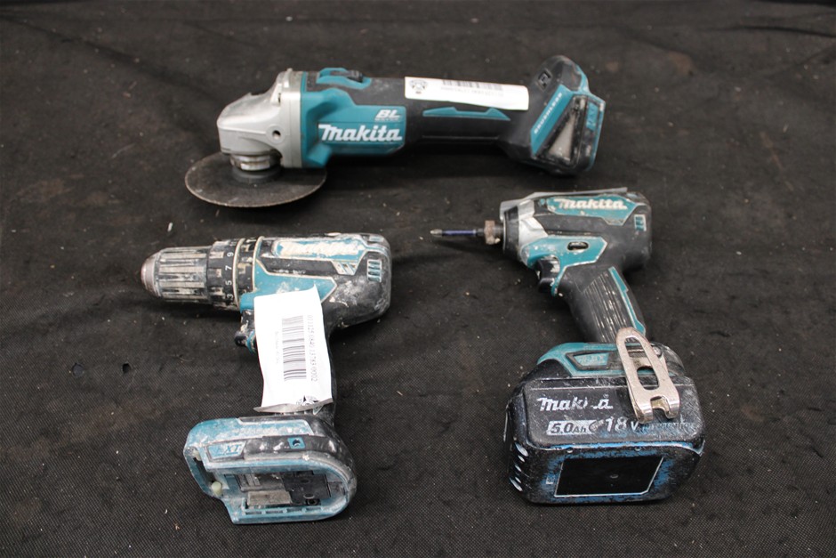 2 x Makita Drills and 1 x Makita Grinder