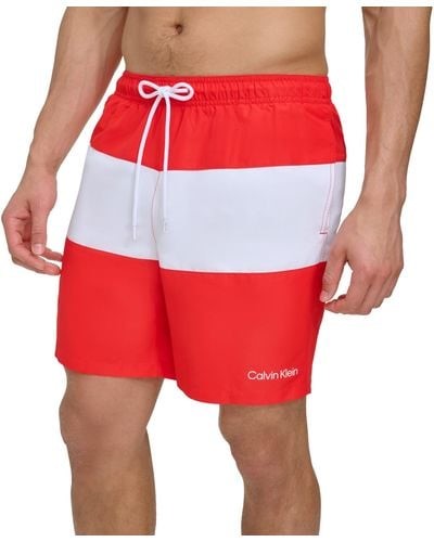 CALVIN KLEIN Men's Colorblocked 7" Swim Shorts, Size S, 100% Polyester, Hig