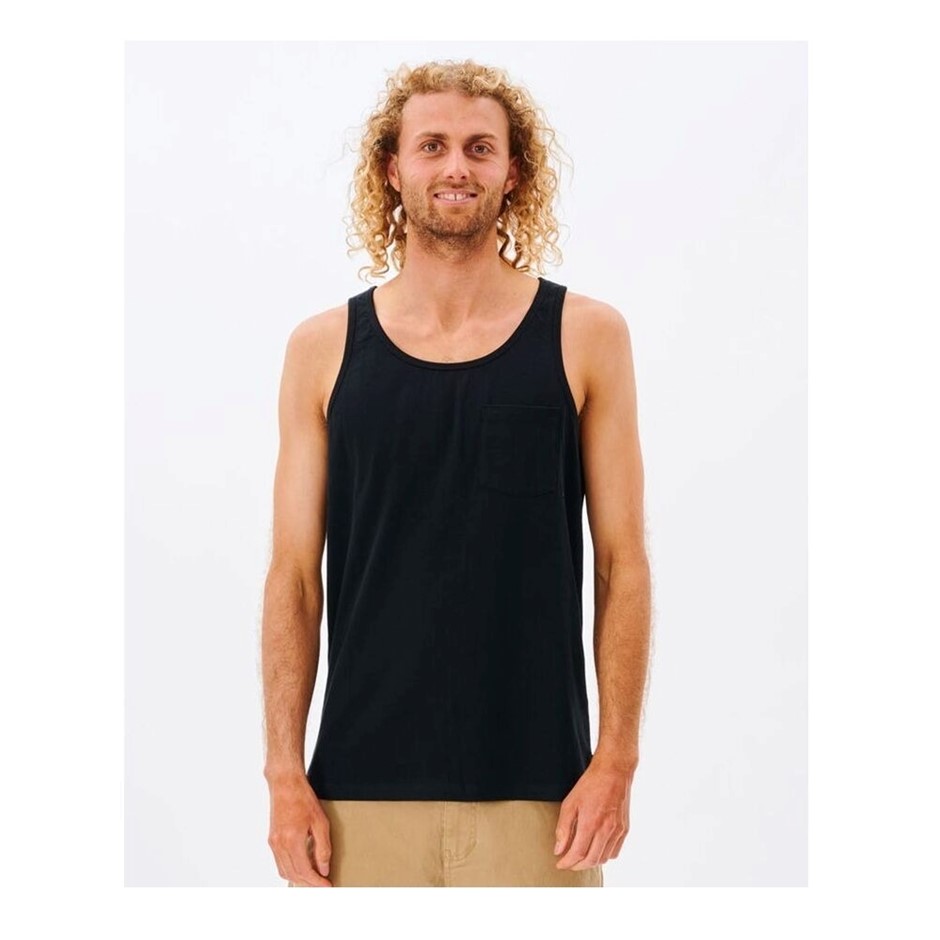 RIP CURL Men's Plain Tank Top, Size M, Black. RRP: $35.99. Buyers Note - D