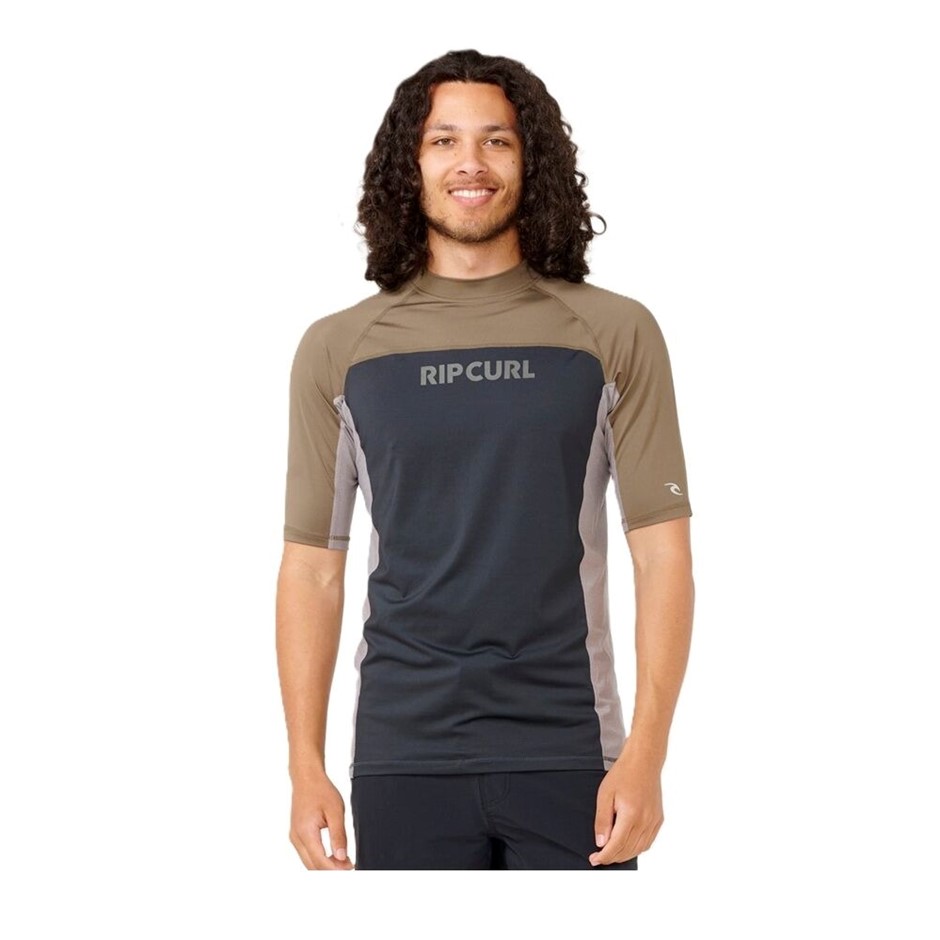 RIP CURL Men's Drive UPF Short Sleeves Rash Vest, Size L, Rock. RRP: $59.99
