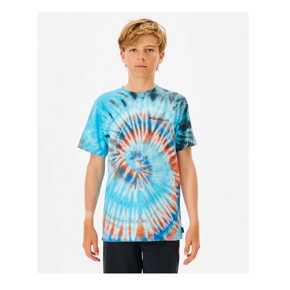 RIP CURL Boy's Cosmic Tides Tie Dye T-Shirt - Aqua, Size 8. RRP: $39.99. B