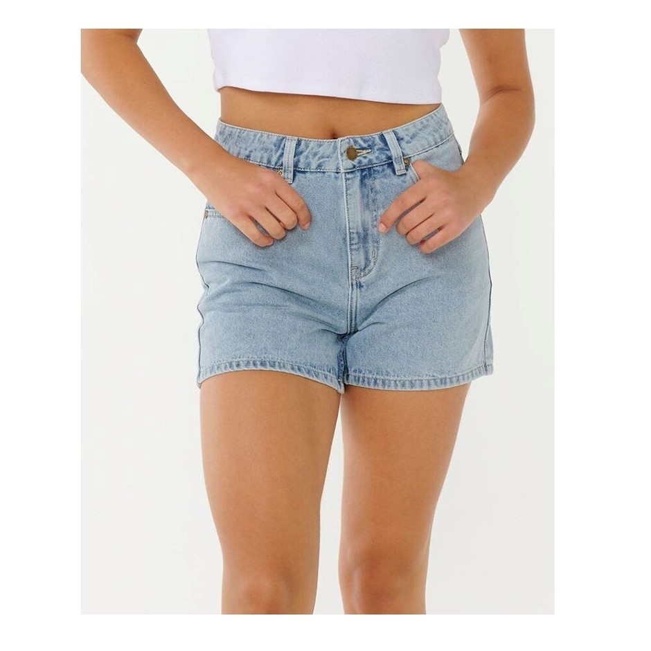 RIP CURL Women's Tabby Denim Shorts - Vintage Blue, Size 29, RRP: $99.99.