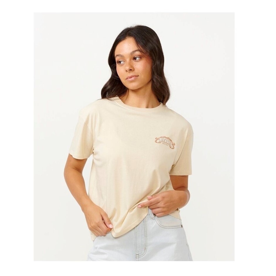 RIP CURL Women's Shirt Beach Party Relaxed Tee - Off White, Size XS. RRP: $