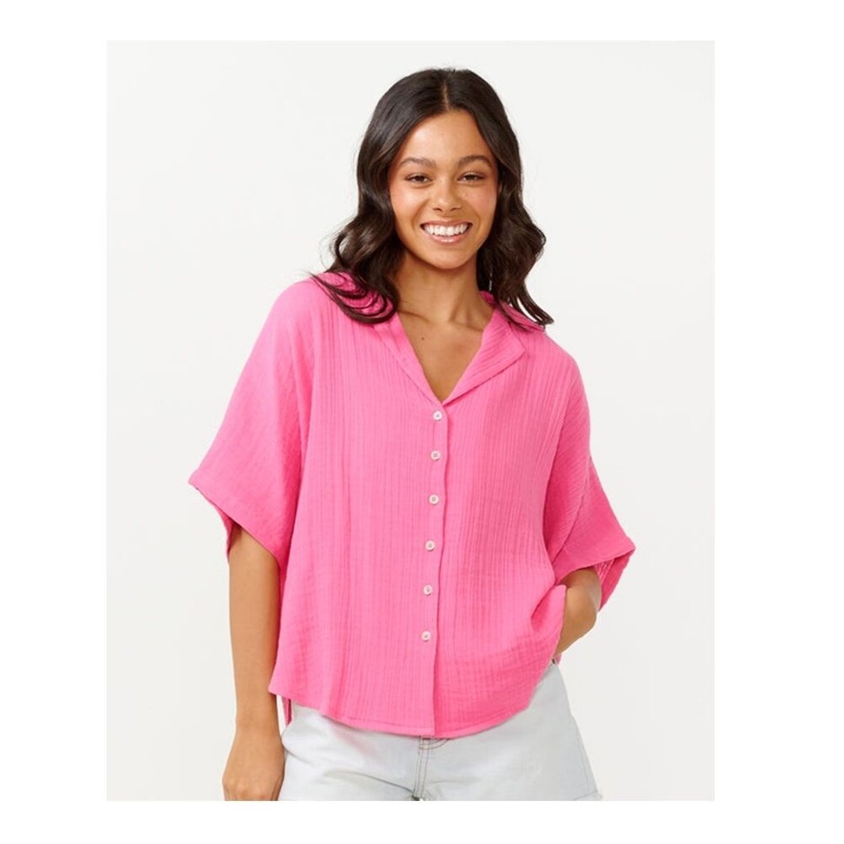 RIP CURL Women's Premium Surf S/S Shirt, Size M, Hot Pink (0597). RRP: $79.