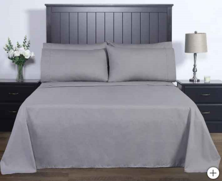 CHARISMA 6 Piece Microfiber Sheet Set, Grey Herringbone, Size Queen.