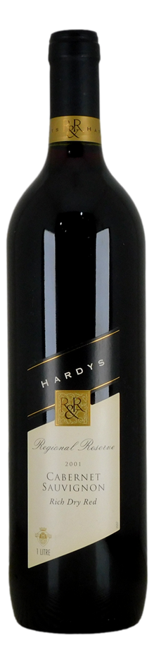 Hardys Regional Reserve Cabernet Sauvignon Rich Dry Red 2001 (1x 1L), SA.