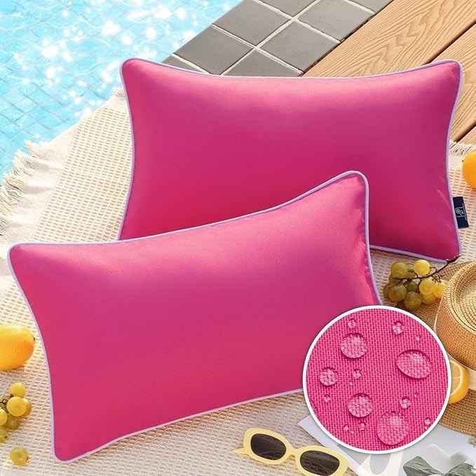 PHANTOSCOPE Pack of 2 Outdoor Waterproof Throw Pillow Covers Decorative Squ