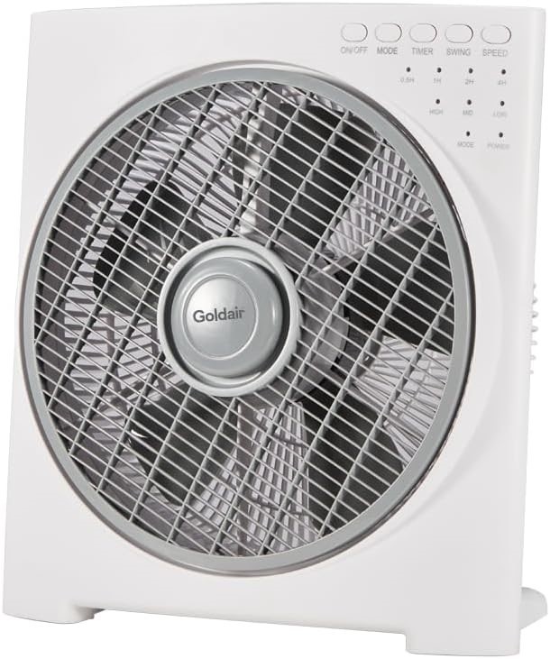 GOLDAIR 30cm Box Fan with Remote Control, 3 Speed Settings, Slimline Design