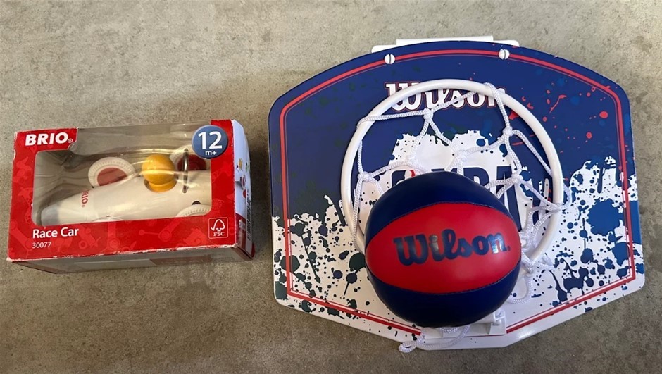 SPORTS & TODDLER TOY BUNDLE: WILSON NBA Mini Hoop Deluxe Door Set with Ball